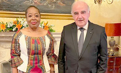   Barbara Akuokor Benisa (left), Ghana’s High Commissioner to Malta, with Dr George Vella, President of Malta